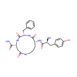 NC(=O)[C@H]1CC(=O)NCCC[C@@H](NC(=O)[C@@H](N)Cc2ccc(O)cc2)C(=O)N[C@@H](Cc2ccccc2)C(=O)N1 ZINC000026183349