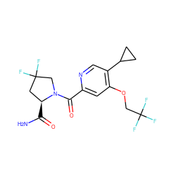 NC(=O)[C@H]1CC(F)(F)CN1C(=O)c1cc(OCC(F)(F)F)c(C2CC2)cn1 ZINC000146422877