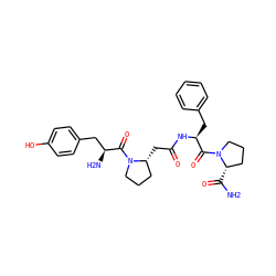 NC(=O)[C@H]1CCCN1C(=O)[C@H](Cc1ccccc1)NC(=O)C[C@@H]1CCCN1C(=O)[C@@H](N)Cc1ccc(O)cc1 ZINC000064417148