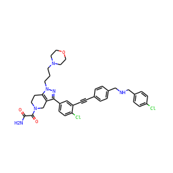 NC(=O)C(=O)N1CCc2c(c(-c3ccc(Cl)c(C#Cc4ccc(CNCc5ccc(Cl)cc5)cc4)c3)nn2CCCN2CCOCC2)C1 ZINC000095593960