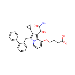 NC(=O)C(=O)c1c(C2CC2)c(Cc2ccccc2-c2ccccc2)n2cccc(OCCCC(=O)O)c12 ZINC000027193532