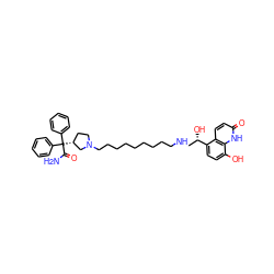 NC(=O)C(c1ccccc1)(c1ccccc1)[C@@H]1CCN(CCCCCCCCCNC[C@H](O)c2ccc(O)c3[nH]c(=O)ccc23)C1 ZINC000006716800