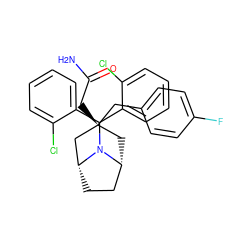 NC(=O)C[C@@]1(Cc2ccc(F)cc2)C[C@@H]2CC[C@H](C1)N2C(c1ccccc1Cl)c1ccccc1Cl ZINC000103229881