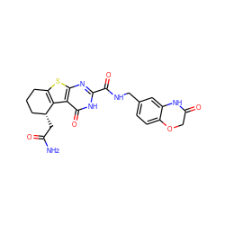 NC(=O)C[C@@H]1CCCc2sc3nc(C(=O)NCc4ccc5c(c4)NC(=O)CO5)[nH]c(=O)c3c21 ZINC000039153190