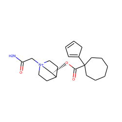 NC(=O)C[N+]12CCC(CC1)[C@@H](OC(=O)C1(C3=CC=CC3)CCCCCC1)C2 ZINC000103288778