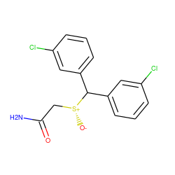 NC(=O)C[S@@+]([O-])C(c1cccc(Cl)c1)c1cccc(Cl)c1 ZINC000103246725