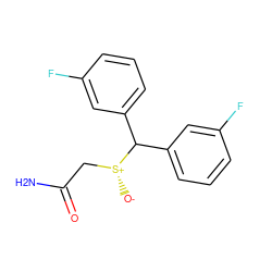 NC(=O)C[S@@+]([O-])C(c1cccc(F)c1)c1cccc(F)c1 ZINC000103246720