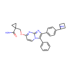 NC(=O)C1(COc2ccn3c(-c4ccccc4)c(-c4ccc(C5(N)CCC5)cc4)nc3n2)CC1 ZINC000199442791