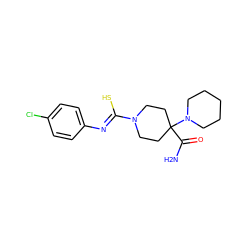 NC(=O)C1(N2CCCCC2)CCN(/C(S)=N/c2ccc(Cl)cc2)CC1 ZINC000004574674