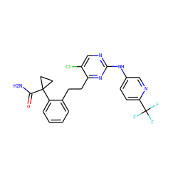 NC(=O)C1(c2ccccc2CCc2nc(Nc3ccc(C(F)(F)F)nc3)ncc2Cl)CC1 ZINC000211085525