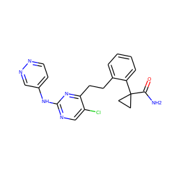 NC(=O)C1(c2ccccc2CCc2nc(Nc3ccnnc3)ncc2Cl)CC1 ZINC000211098840