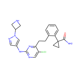 NC(=O)C1(c2ccccc2CCc2nc(Nc3cnn(C4CNC4)c3)ncc2Cl)CC1 ZINC000211085808