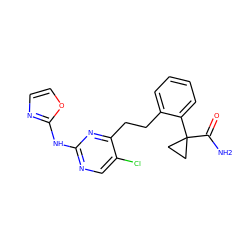 NC(=O)C1(c2ccccc2CCc2nc(Nc3ncco3)ncc2Cl)CC1 ZINC000211085639