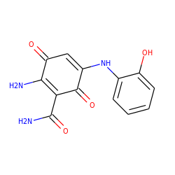 NC(=O)C1=C(N)C(=O)C=C(Nc2ccccc2O)C1=O ZINC000101664287