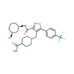 NC(=O)C1CCN(Cc2c(C(=O)N[C@@H]3CCC[C@H](O)C3)noc2-c2ccc(C(F)(F)F)cc2)CC1 ZINC000071330080