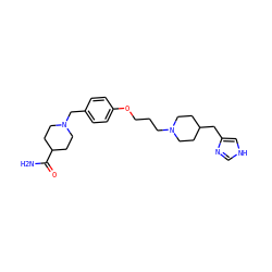 NC(=O)C1CCN(Cc2ccc(OCCCN3CCC(Cc4c[nH]cn4)CC3)cc2)CC1 ZINC000028570807