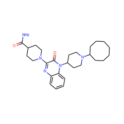 NC(=O)C1CCN(c2nc3ccccc3n(C3CCN(C4CCCCCCC4)CC3)c2=O)CC1 ZINC000114765420