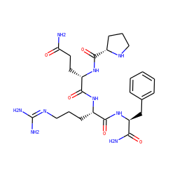 NC(=O)CC[C@H](NC(=O)[C@@H]1CCCN1)C(=O)N[C@@H](CCCN=C(N)N)C(=O)N[C@@H](Cc1ccccc1)C(N)=O ZINC000027092669