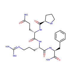 NC(=O)CC[C@H](NC(=O)[C@H]1CCCN1)C(=O)N[C@@H](CCCN=C(N)N)C(=O)N[C@@H](Cc1ccccc1)C(N)=O ZINC000027101303