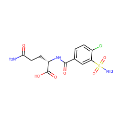 NC(=O)CC[C@H](NC(=O)c1ccc(Cl)c(S(N)(=O)=O)c1)C(=O)O ZINC000029477083