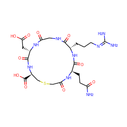 NC(=O)CC[C@H]1NC(=O)CSC[C@@H](C(=O)O)NC(=O)[C@H](CC(=O)O)NC(=O)CNC(=O)[C@H](CCCN=C(N)N)NC1=O ZINC000026160472