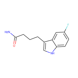 NC(=O)CCCc1c[nH]c2ccc(F)cc12 ZINC000095601564