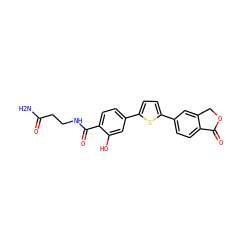 NC(=O)CCNC(=O)c1ccc(-c2ccc(-c3ccc4c(c3)COC4=O)s2)cc1O ZINC000653705302