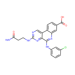 NC(=O)CCNc1ncc2c(n1)c(Nc1cccc(Cl)c1)nc1cc(C(=O)O)ccc12 ZINC000139838114