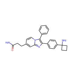 NC(=O)CCc1ccn2c(-c3ccccc3)c(-c3ccc(C4(N)CCC4)cc3)nc2c1 ZINC000113654963