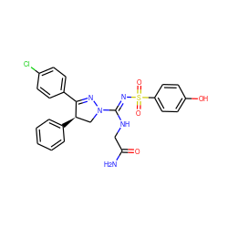 NC(=O)CN/C(=N\S(=O)(=O)c1ccc(O)cc1)N1C[C@@H](c2ccccc2)C(c2ccc(Cl)cc2)=N1 ZINC000095574764