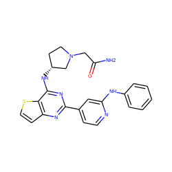 NC(=O)CN1CC[C@@H](Nc2nc(-c3ccnc(Nc4ccccc4)c3)nc3ccsc23)C1 ZINC000148921294