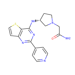 NC(=O)CN1CC[C@@H](Nc2nc(-c3ccncc3)nc3ccsc23)C1 ZINC000223674262