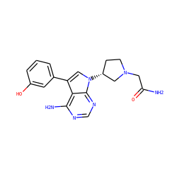 NC(=O)CN1CC[C@@H](n2cc(-c3cccc(O)c3)c3c(N)ncnc32)C1 ZINC000027981502