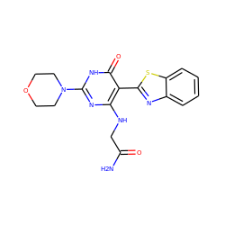 NC(=O)CNc1nc(N2CCOCC2)[nH]c(=O)c1-c1nc2ccccc2s1 ZINC001772600496