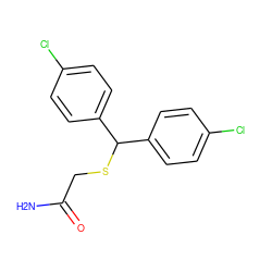 NC(=O)CSC(c1ccc(Cl)cc1)c1ccc(Cl)cc1 ZINC000066112174