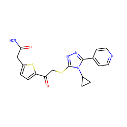 NC(=O)Cc1ccc(C(=O)CSc2nnc(-c3ccncc3)n2C2CC2)s1 ZINC000008402906