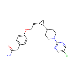 NC(=O)Cc1ccc(OCC[C@@H]2C[C@@H]2C2CCN(c3ncc(Cl)cn3)CC2)cc1 ZINC001772643467