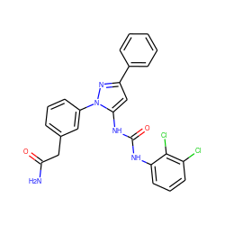 NC(=O)Cc1cccc(-n2nc(-c3ccccc3)cc2NC(=O)Nc2cccc(Cl)c2Cl)c1 ZINC000038256238