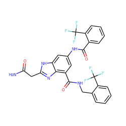 NC(=O)Cc1nc2c(C(=O)NCc3ccccc3C(F)(F)F)cc(NC(=O)c3ccccc3C(F)(F)F)cc2[nH]1 ZINC000218682516