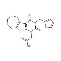 NC(=O)Cn1c(=O)n(Cc2ccco2)c(=O)c2c3c(sc21)CCCCC3 ZINC000002241574