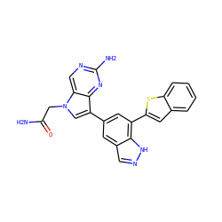 NC(=O)Cn1cc(-c2cc(-c3cc4ccccc4s3)c3[nH]ncc3c2)c2nc(N)ncc21 ZINC000063298087