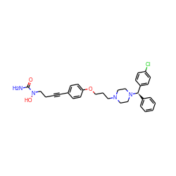 NC(=O)N(O)CCC#Cc1ccc(OCCCN2CCN([C@H](c3ccccc3)c3ccc(Cl)cc3)CC2)cc1 ZINC000028456247