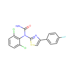 NC(=O)N(c1nc(-c2ccc(F)cc2)cs1)c1c(Cl)cccc1Cl ZINC000003974078