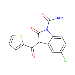 NC(=O)N1C(=O)C(C(=O)c2cccs2)c2cc(Cl)ccc21 ZINC000100001953