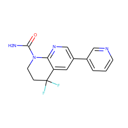 NC(=O)N1CCC(F)(F)c2cc(-c3cccnc3)cnc21 ZINC000221456471