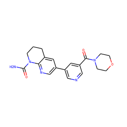 NC(=O)N1CCCc2cc(-c3cncc(C(=O)N4CCOCC4)c3)cnc21 ZINC000221466234
