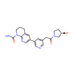 NC(=O)N1CCCc2cc(-c3cncc(CC(=O)N4CC[C@@H](O)C4)c3)cnc21 ZINC001772644533