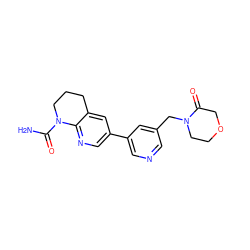 NC(=O)N1CCCc2cc(-c3cncc(CN4CCOCC4=O)c3)cnc21 ZINC001772585104