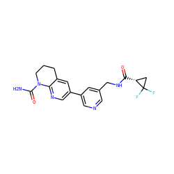 NC(=O)N1CCCc2cc(-c3cncc(CNC(=O)[C@@H]4CC4(F)F)c3)cnc21 ZINC001772634160