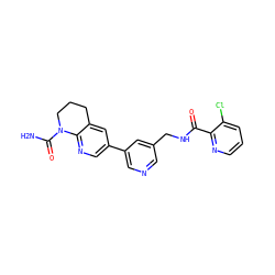 NC(=O)N1CCCc2cc(-c3cncc(CNC(=O)c4ncccc4Cl)c3)cnc21 ZINC001772603408